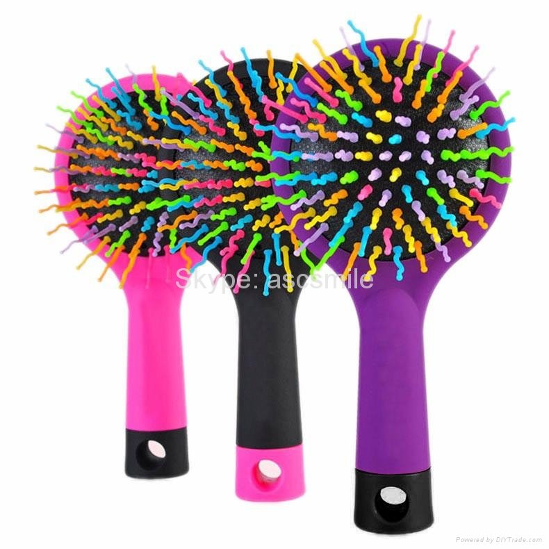 Rainbow Brush Hair Combs Airbag Anti Static Tangle Hairdressing Mirror 5