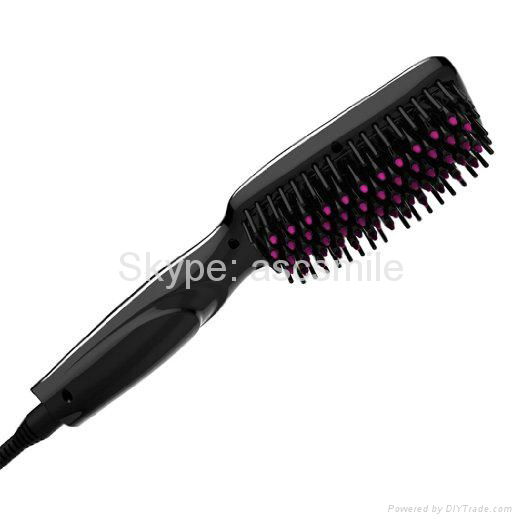 Anti Scald Black LED Hair Straightener Brush With Dual Voltage 4
