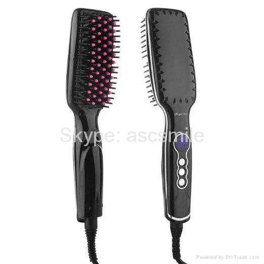 Anti Scald Black LED Hair Straightener Brush With Dual Voltage 3