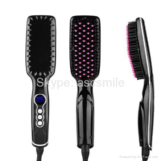 Anti Scald Black LED Hair Straightener Brush With Dual Voltage 2
