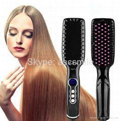 Anti Scald Black LED Hair Straightener Brush With Dual Voltage