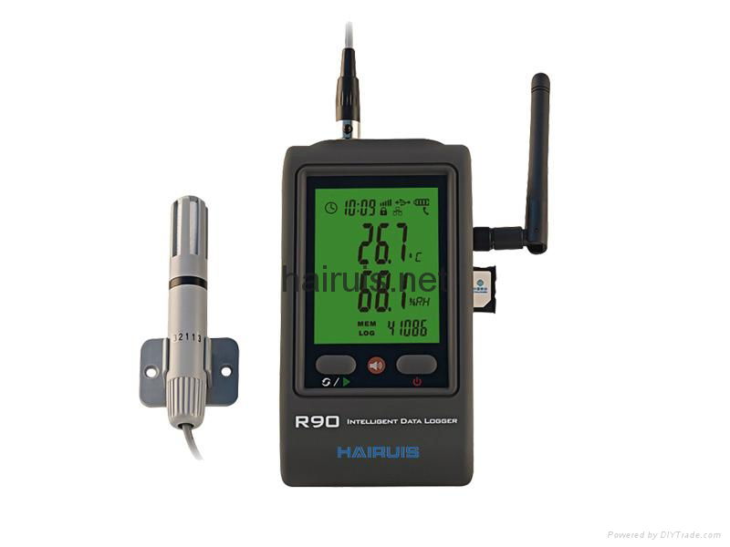R90EX-G GSM SMS alarm temperature humidity data logger with external probe