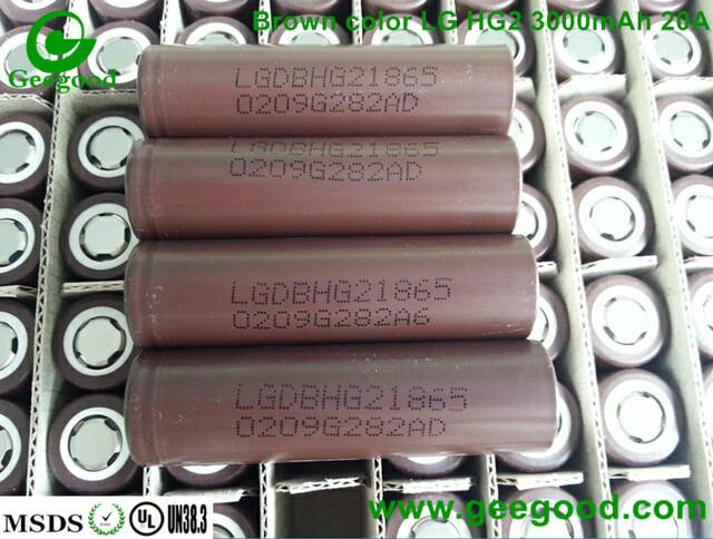 Geniune brown LG HG2 3000mAh 20A high capacity high amp 18650 vape e-cig battery 2