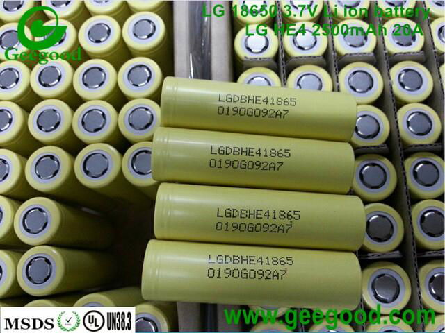 LG 18650 HE2 HE4 2500mAh 20A 18650 high amp Power battery cells 3