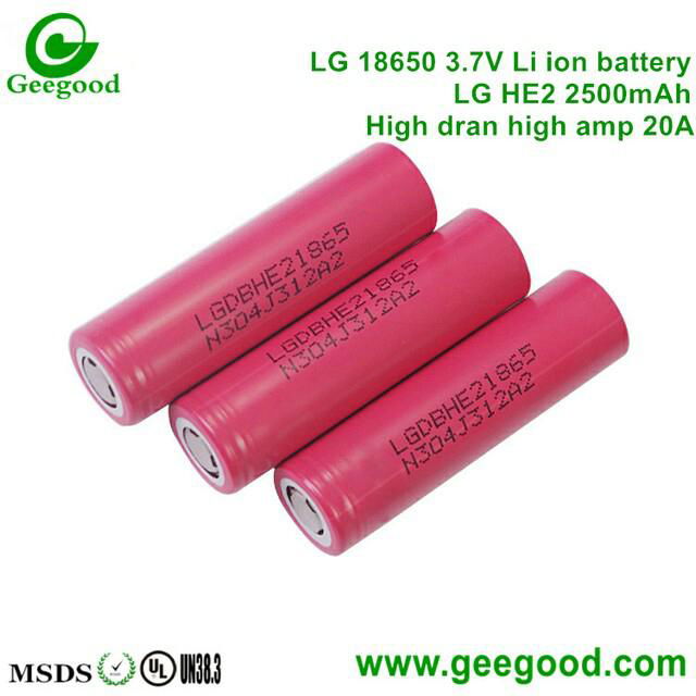 LG 18650 HE2 HE4 2500mAh 20A18650 Li ion power battery