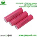 LG 18650 HE2 HE4 2500mAh 20A18650 Li ion