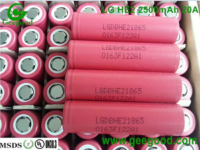 LG 18650 HE2 HE4 2500mAh 20A18650 Li ion power battery 2