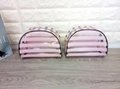 Pink striped cosmetic bag
