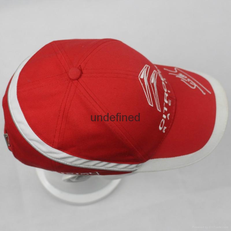 Embroidery logo baseball hat red and white cotton twill A0004 (China