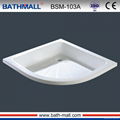 White sector resin shower basin with reinforcement