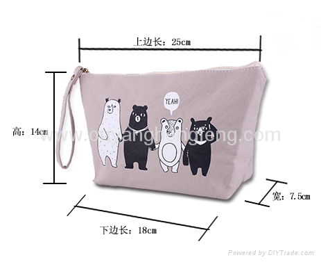 cartoon canvas cute portable cosmetic bag for girl  4