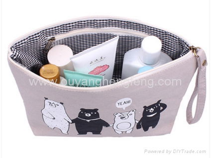 cartoon canvas cute portable cosmetic bag for girl  3