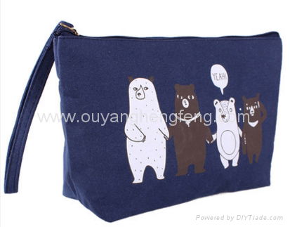 cartoon canvas cute portable cosmetic bag for girl  2