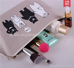 cartoon canvas cute portable cosmetic bag for girl 
