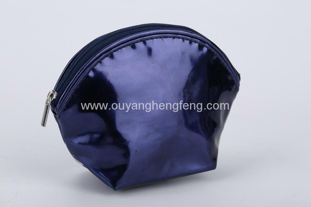 plain dark purple fanshaped large capacity cosmetic bag  5