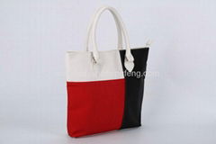 3 mixed color pu leather big tote shopper bag 