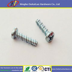 pan head clear zinc philips high-low thread screw for plastic