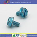 Slotted hex washer head yellow zinc machine screw