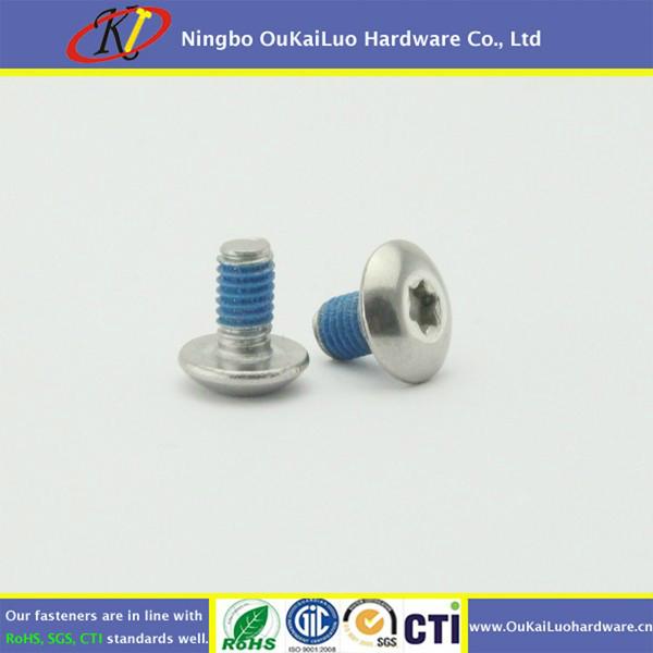 Truss head stainless steel torx machine screw with blue patch