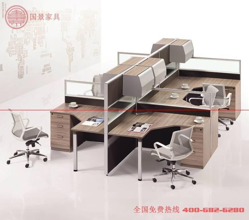 廠家直銷國景（gokeng）四人位屏風辦公桌     2