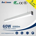 3 Years Warranty 36W AC 100-240V 95Lm/W Ra>80  office led linear light 3