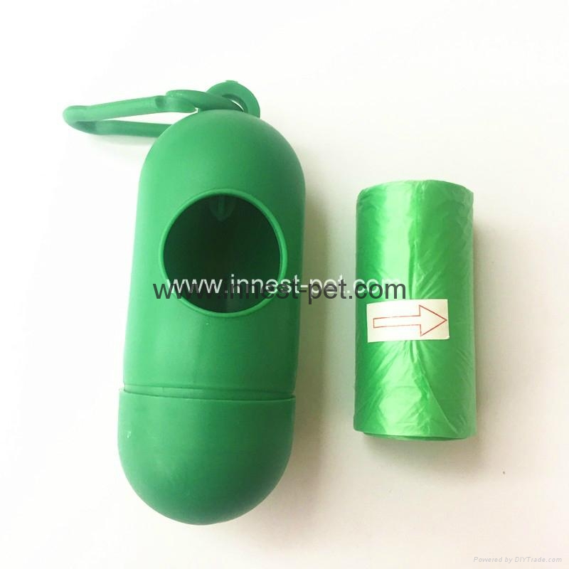 green pill dispenser with plain dog poop waste bags G16 INNEST PET