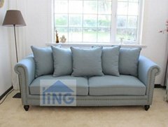 relax style wood frame fabric uphostery lounge  three seat sofa 