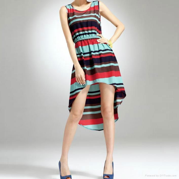 Ladies’ yarn dyed stripe cotton spandex jumper skirt