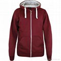 Men’s plain fleece hoodie with full zipper 1