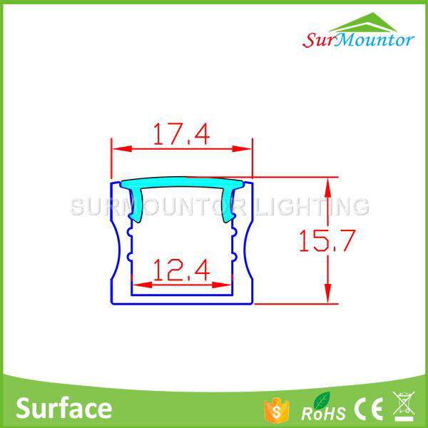 Customized length 17*15mm  led aluminum profile with high quality 5