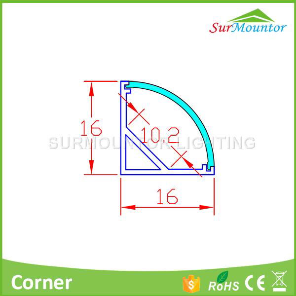 Heatsink led aluminum profile corner decoration with high quality  5