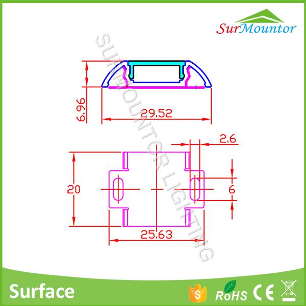 Customized Lenght Led Aluminum Profile For Led Strip Light For Led Cabinet Light 4