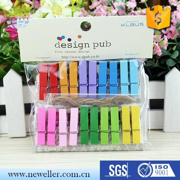 50 Pcs Colourful Wood Clothespin Memo Paper Clamp Clips Folder Clothespins Photo