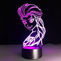 New Design Frozen Princess Shape 3D Night Light Amazing Optical Illusion 3D LED  4