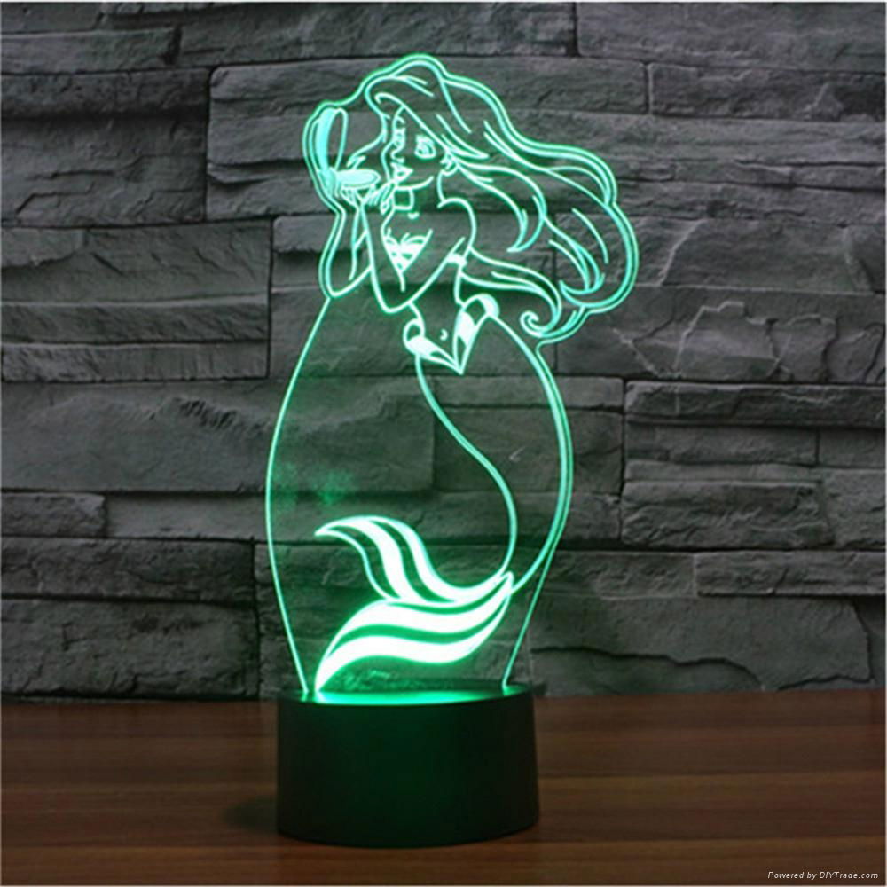 Fairy Tale Beautiful Mermaid Diy 3d Art Decorative Night Lights USB Nightlights  2
