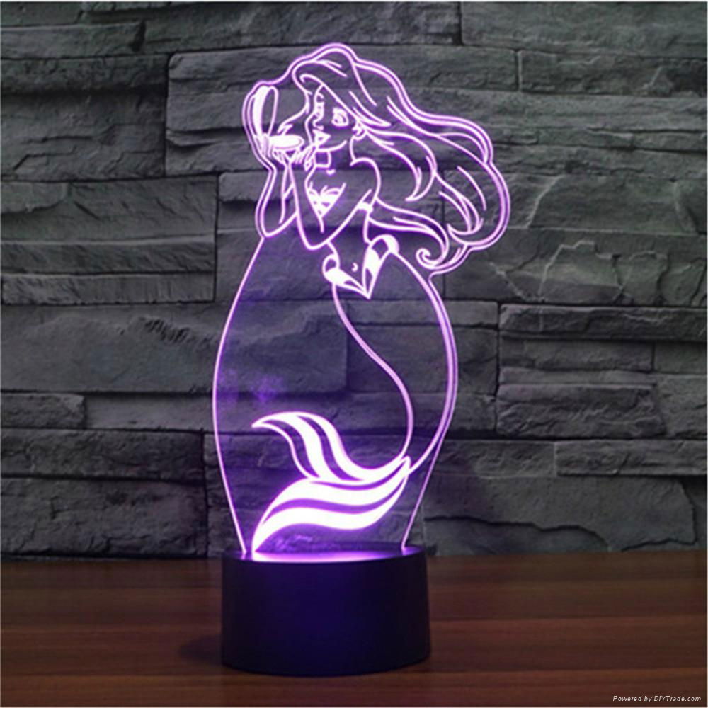 Fairy Tale Beautiful Mermaid Diy 3d Art Decorative Night Lights USB Nightlights  4