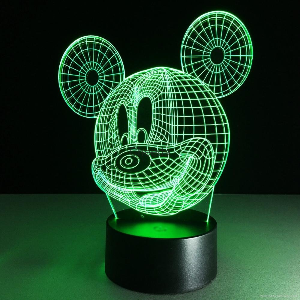 Funny cartoon design baby products Mickey Mouse shape 3d led desk lamp