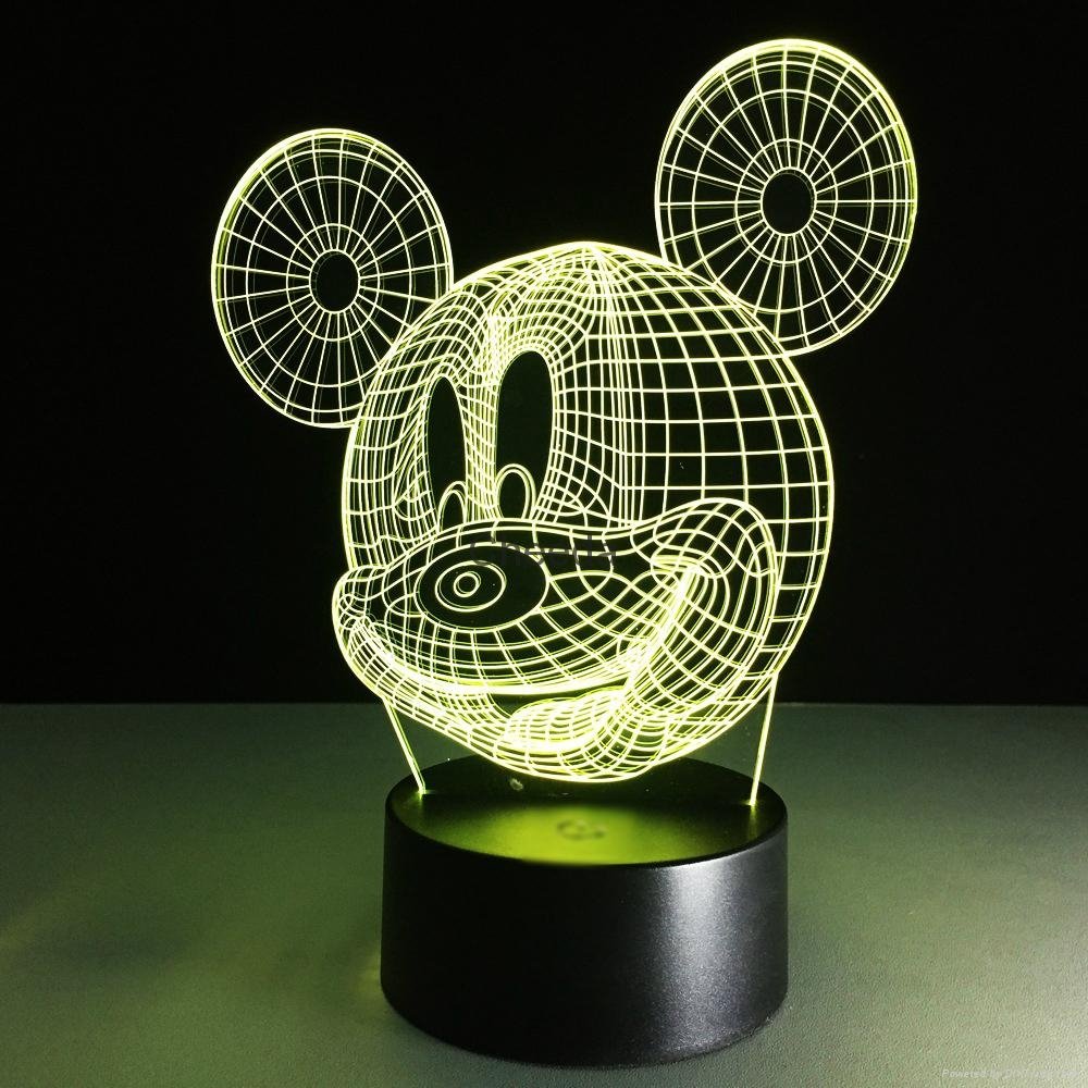 Funny cartoon design baby products Mickey Mouse shape 3d led desk lamp 4