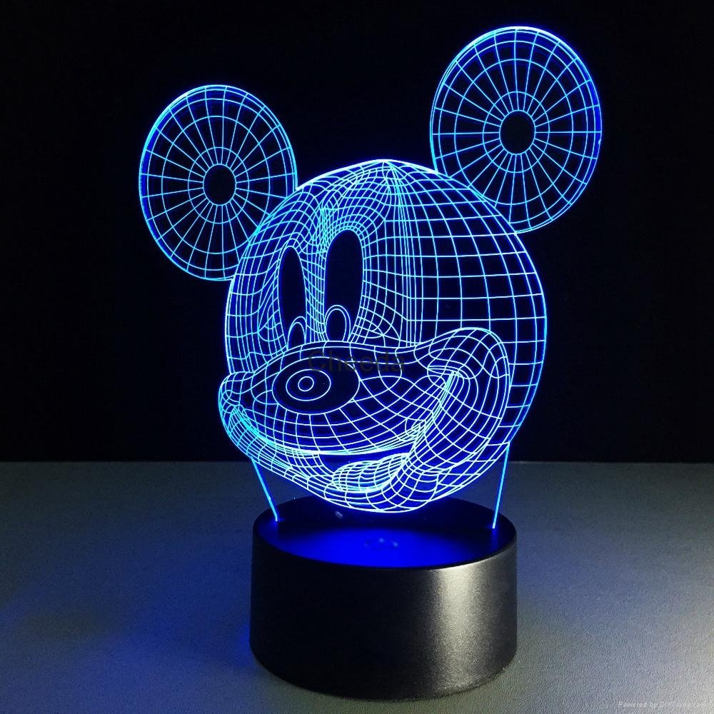 Funny cartoon design baby products Mickey Mouse shape 3d led desk lamp 2
