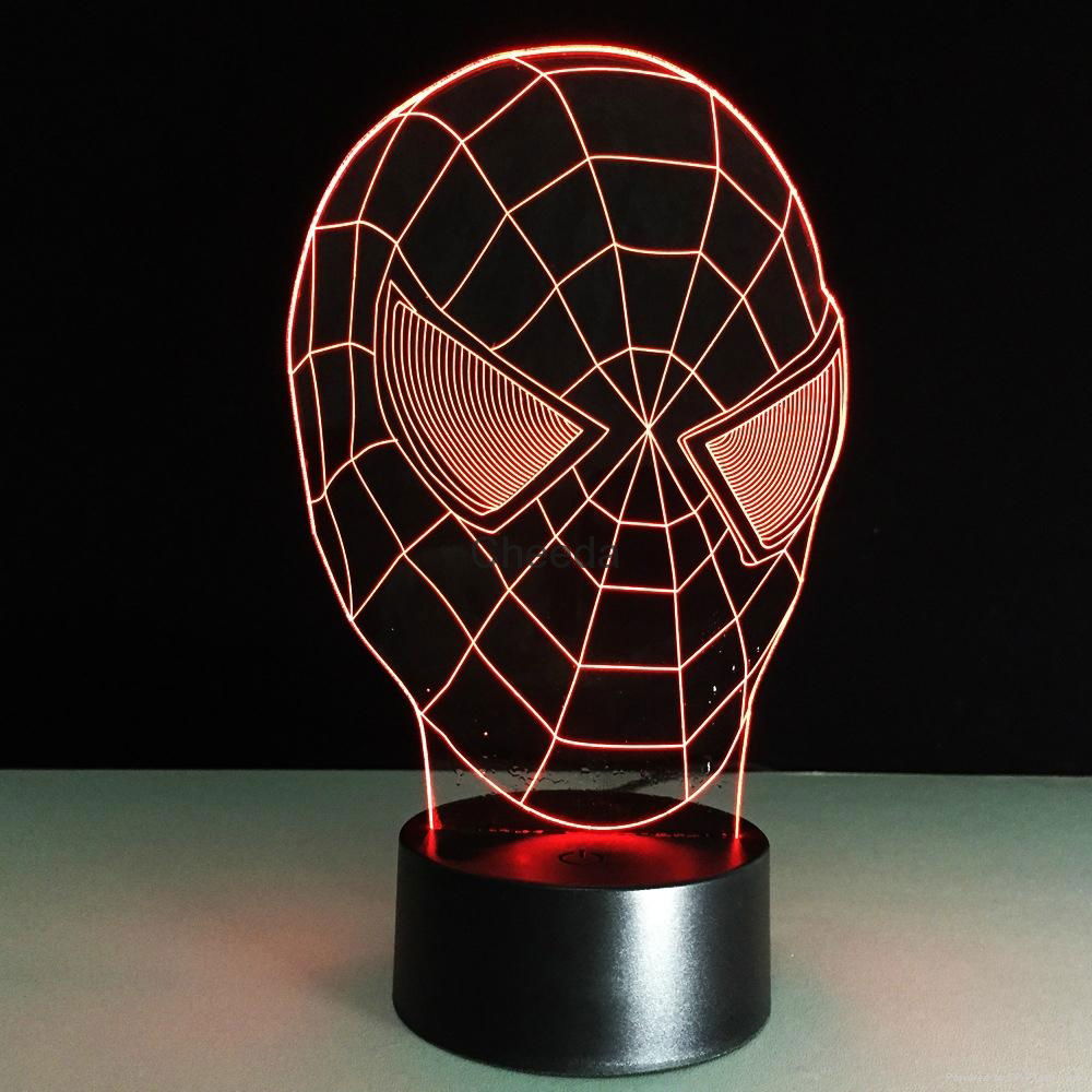 3D Spider-Man 7 Color Changing LED Night Light Energy Saving Desk Lamp 3