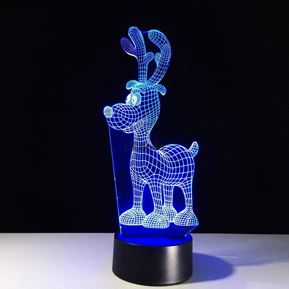 Reindeer shape amazing 3d illusion mini led light night lamp chrismas deco light 4