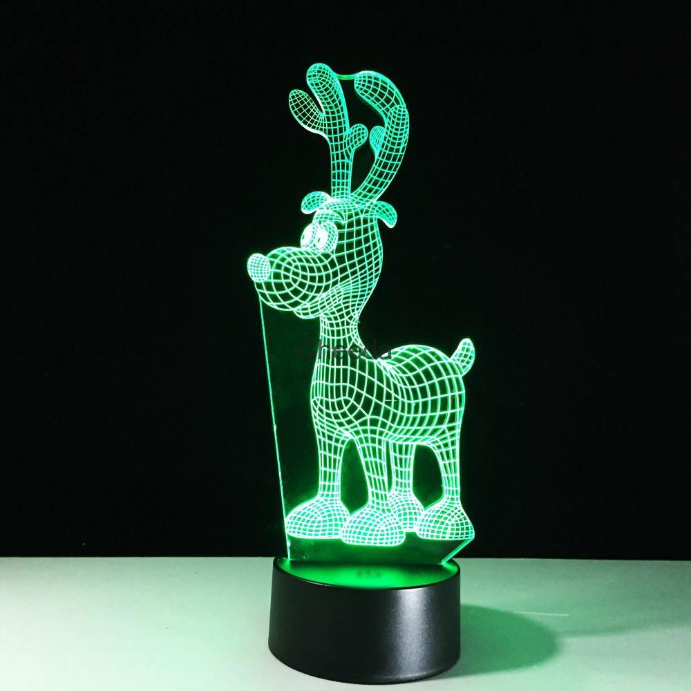 Reindeer shape amazing 3d illusion mini led light night lamp chrismas deco light 2