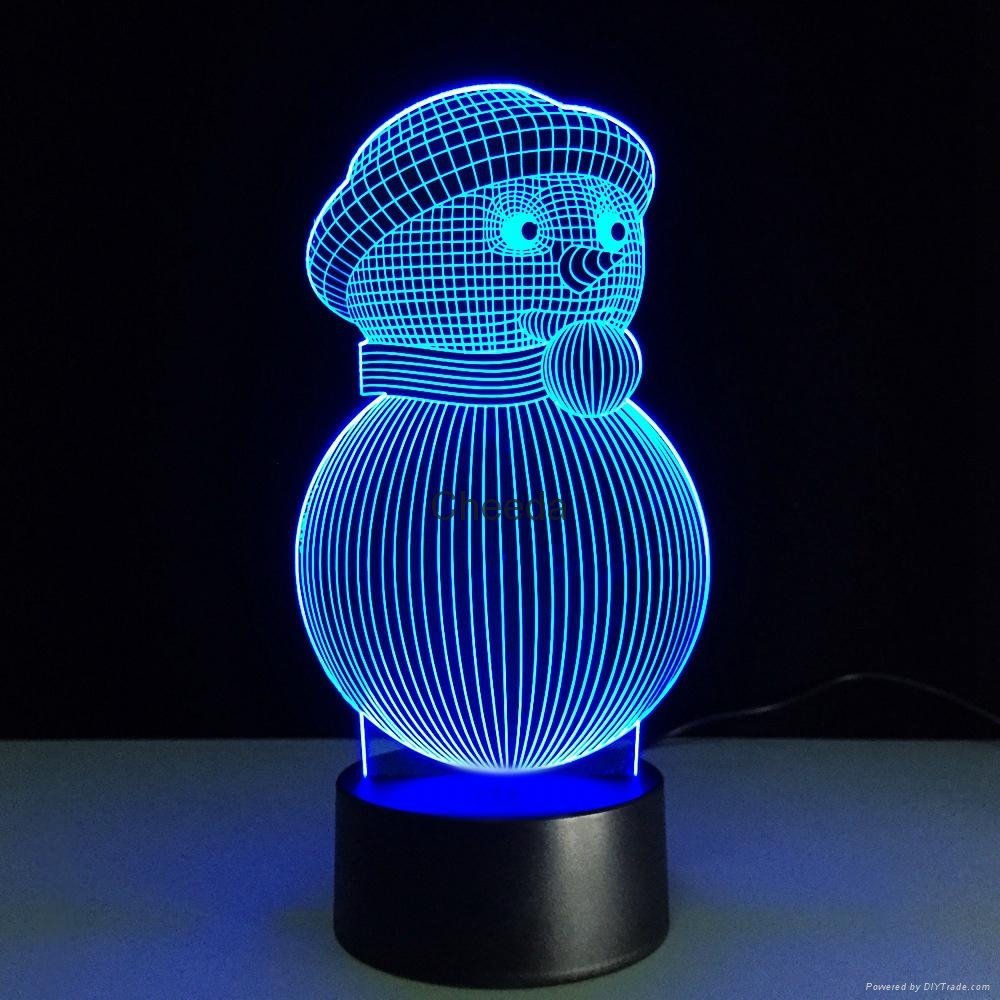 Christmas Snow Man 3D Optical Lamp 8 LEDs Night Light  Colorful 3D Lamp  2