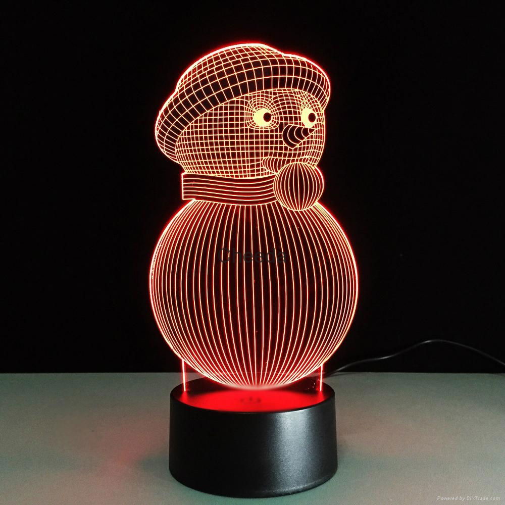 Christmas Snow Man 3D Optical Lamp 8 LEDs Night Light  Colorful 3D Lamp  4