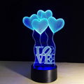 Acrylic 3D Illusion Lamp Colorful  LED Night Lights  Love Heart I LOVE YOU  Lamp 5