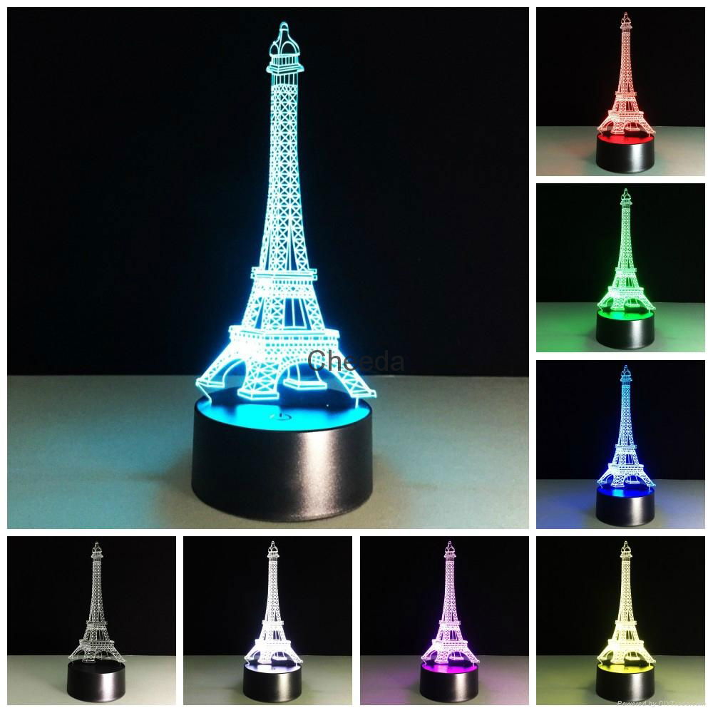  Luminarias Fancy Eiffel Tower Led Light 3D LED Night Light  Bady Room Night Lam