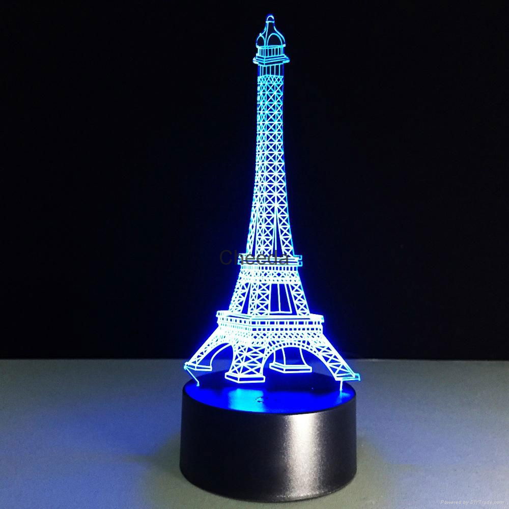  Luminarias Fancy Eiffel Tower Led Light 3D LED Night Light  Bady Room Night Lam 2