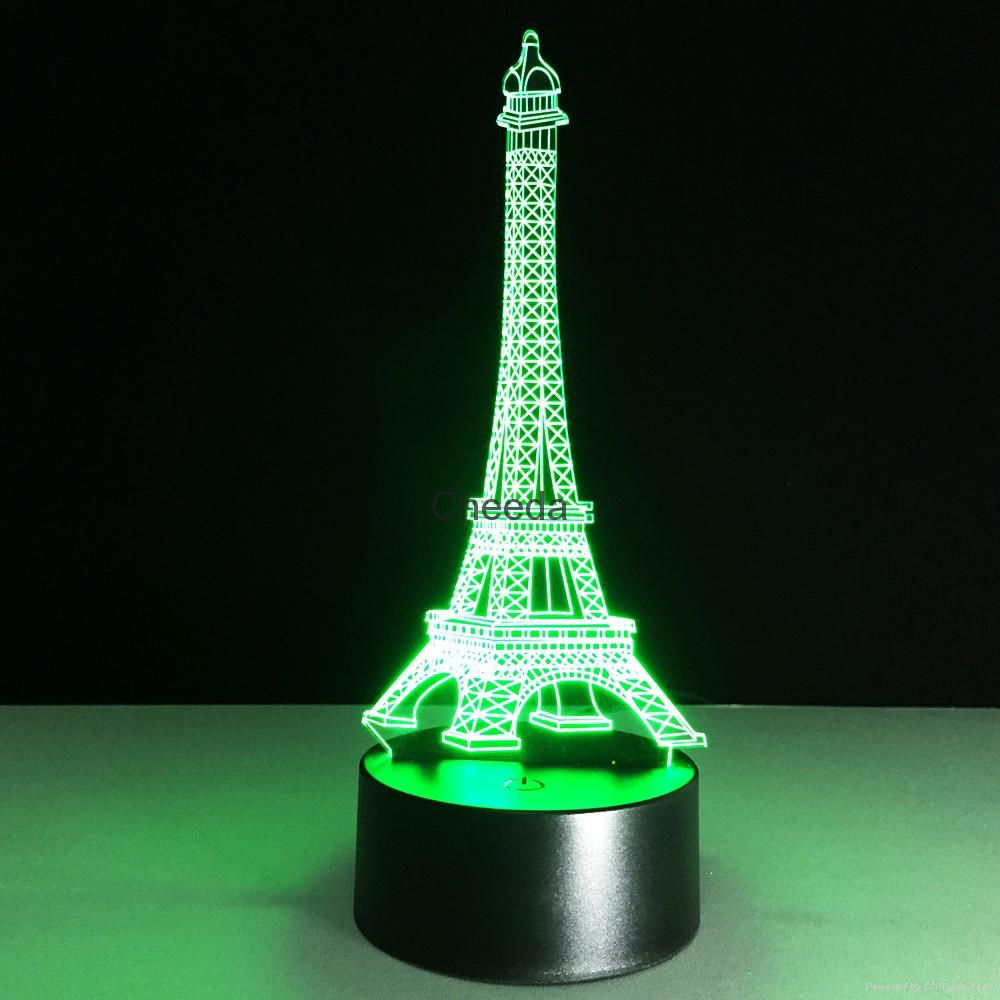  Luminarias Fancy Eiffel Tower Led Light 3D LED Night Light  Bady Room Night Lam 3
