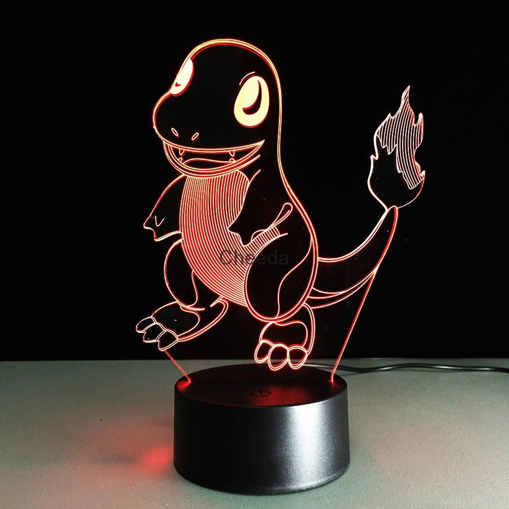 7 Colors Changing  Light Novelty Pocket Dragon 3D Visual Led Small Night Light 3