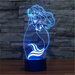 Fairy Tale Beautiful Mermaid Diy 3d Art Decorative Night Lights USB Nightlights